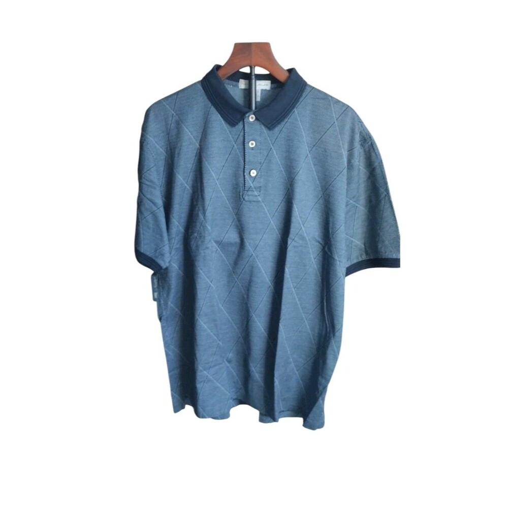 Jack Nicklaus Blue Men’s XL Golf Polo Shirt Diamond Print